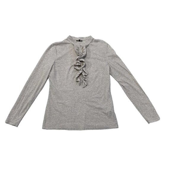 Lafayette148 Long Sleeve Shirt Frilled Blouse Cream Size Medium M - Picture 4 of 14